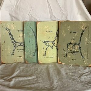 Set of 4 Wood Wall Art